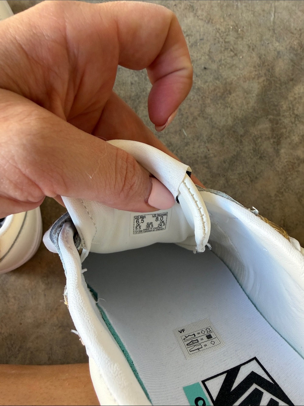 Vans White Sneakers with Gold Accent Velcro Straps - Picture 5 of 5